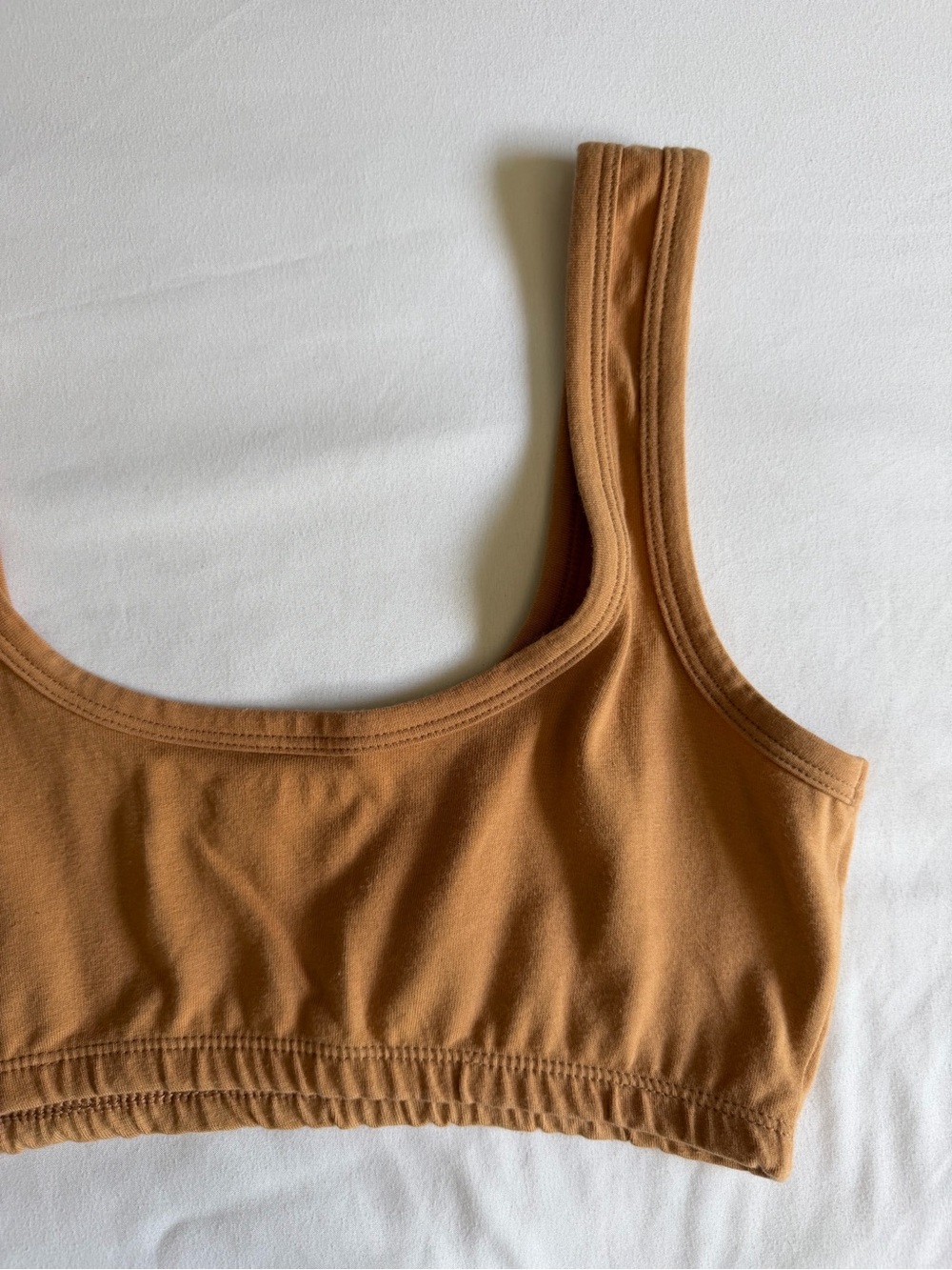ARQ Organic Cotton Pecan Orange Tan Wide Strap No Wire Bra Bralette - Picture 8 of 12